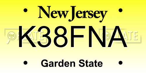 K38FNA New Jersey License Plate