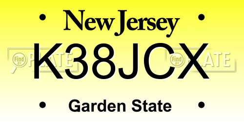 K38JCX New Jersey License Plate