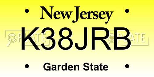 K38JRB New Jersey License Plate