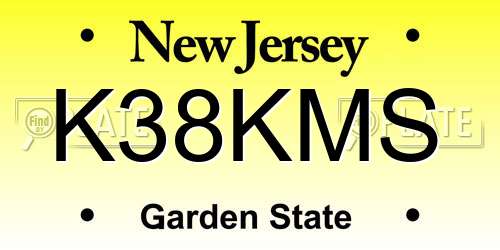 K38KMS New Jersey License Plate