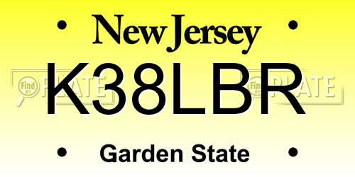 K38LBR New Jersey License Plate