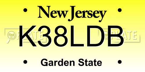 K38LDB New Jersey License Plate