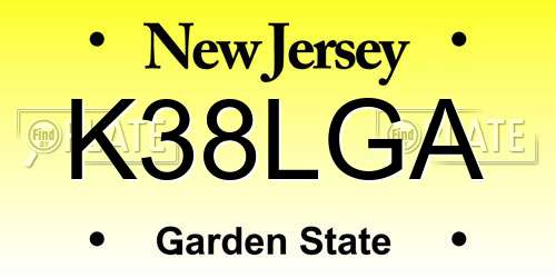 K38LGA New Jersey License Plate