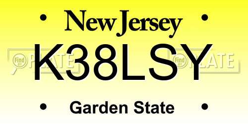 K38LSY New Jersey License Plate