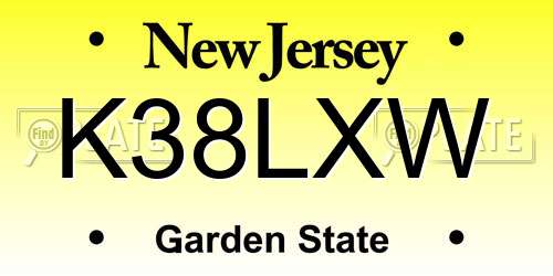 K38LXW New Jersey License Plate