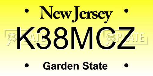 K38MCZ New Jersey License Plate