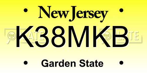 K38MKB New Jersey License Plate