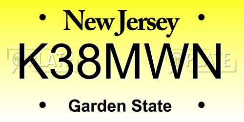 K38MWN New Jersey License Plate