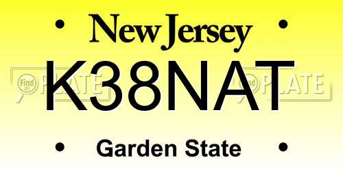 K38NAT New Jersey License Plate