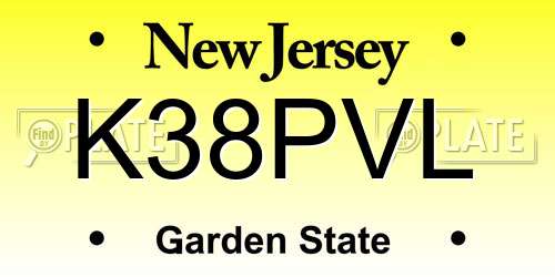 K38PVL New Jersey License Plate
