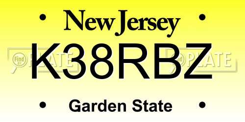 K38RBZ New Jersey License Plate