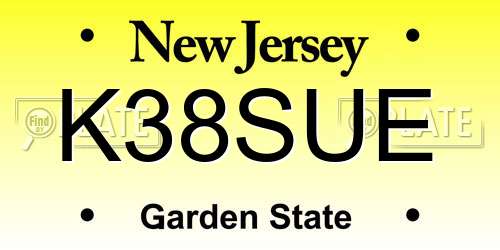 K38SUE New Jersey License Plate