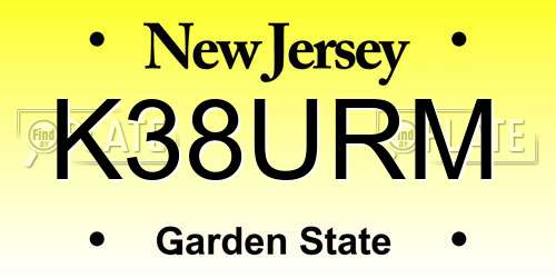 K38URM New Jersey License Plate