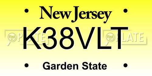 K38VLT New Jersey License Plate