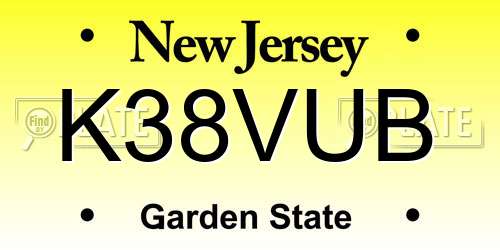 K38VUB New Jersey License Plate