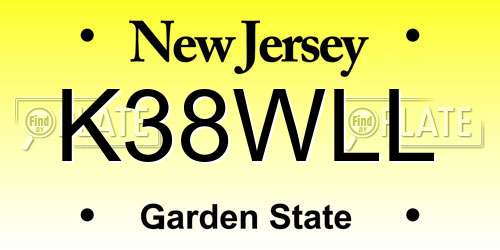 K38WLL New Jersey License Plate