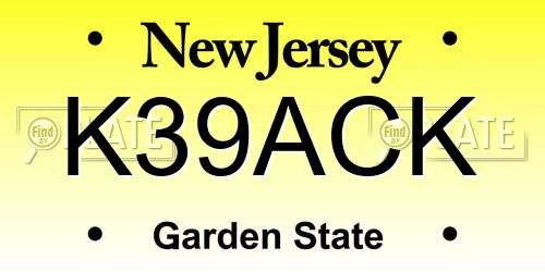 K39ACK New Jersey License Plate