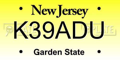 K39ADU New Jersey License Plate