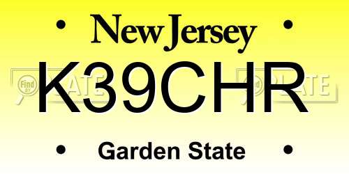 K39CHR New Jersey License Plate
