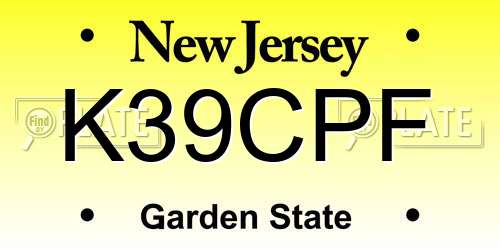 K39CPF New Jersey License Plate