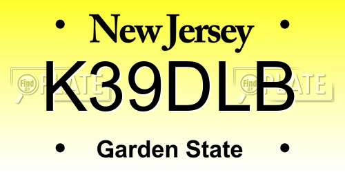 K39DLB New Jersey License Plate
