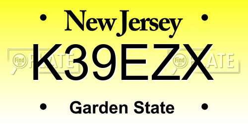 K39EZX New Jersey License Plate