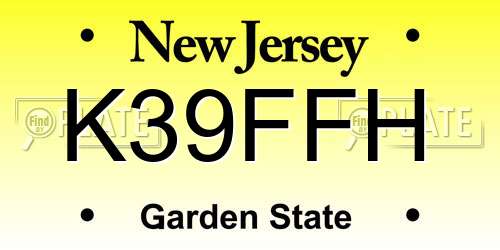 K39FFH New Jersey License Plate