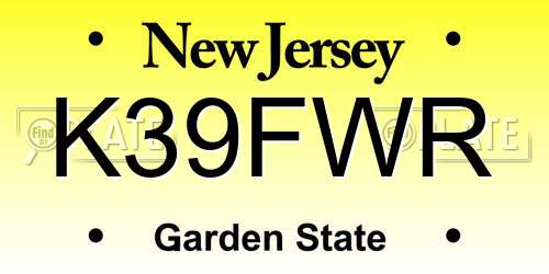 K39FWR New Jersey License Plate