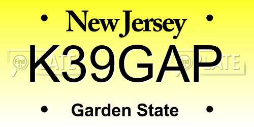 K39GAP New Jersey License Plate