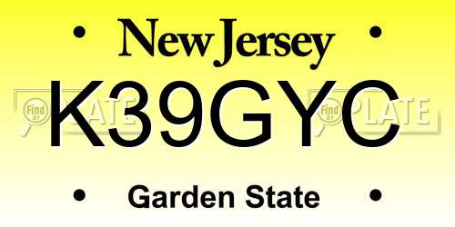K39GYC New Jersey License Plate
