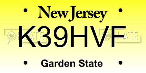 K39HVF New Jersey License Plate