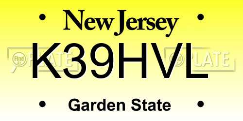K39HVL New Jersey License Plate