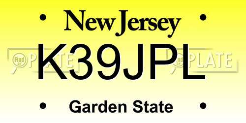 K39JPL New Jersey License Plate