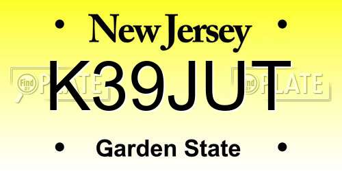 K39JUT New Jersey License Plate
