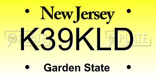 K39KLD New Jersey License Plate