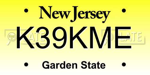 K39KME New Jersey License Plate
