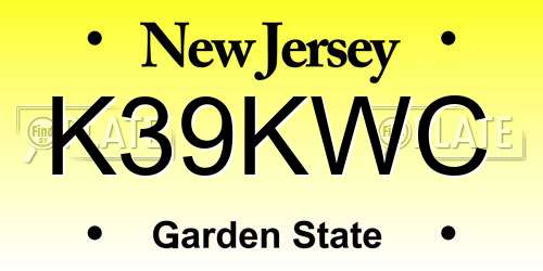 K39KWC New Jersey License Plate