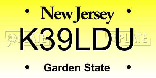 K39LDU New Jersey License Plate