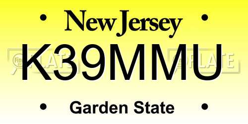 K39MMU New Jersey License Plate