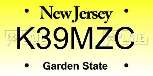 K39MZC New Jersey License Plate