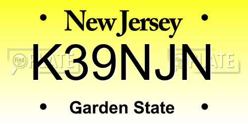 K39NJN New Jersey License Plate