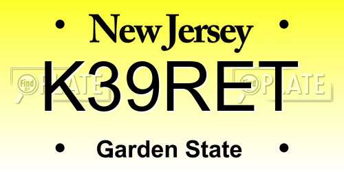 K39RET New Jersey License Plate