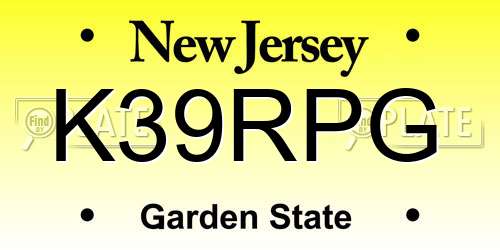 K39RPG New Jersey License Plate