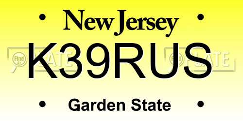 K39RUS New Jersey License Plate