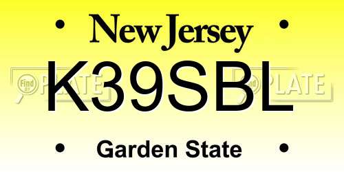 K39SBL New Jersey License Plate