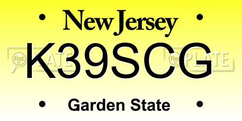K39SCG New Jersey License Plate