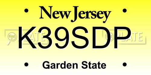 K39SDP New Jersey License Plate