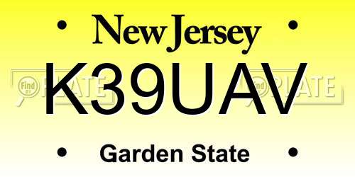 K39UAV New Jersey License Plate