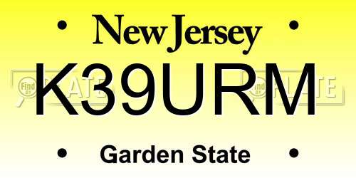 K39URM New Jersey License Plate