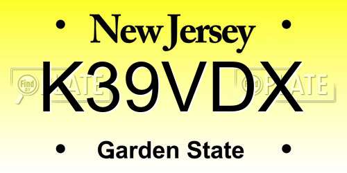 K39VDX New Jersey License Plate